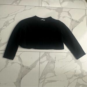 Reformation Sweater Women’s Sz Large Black Cropped Organic Cotton Ribbed Relaxed